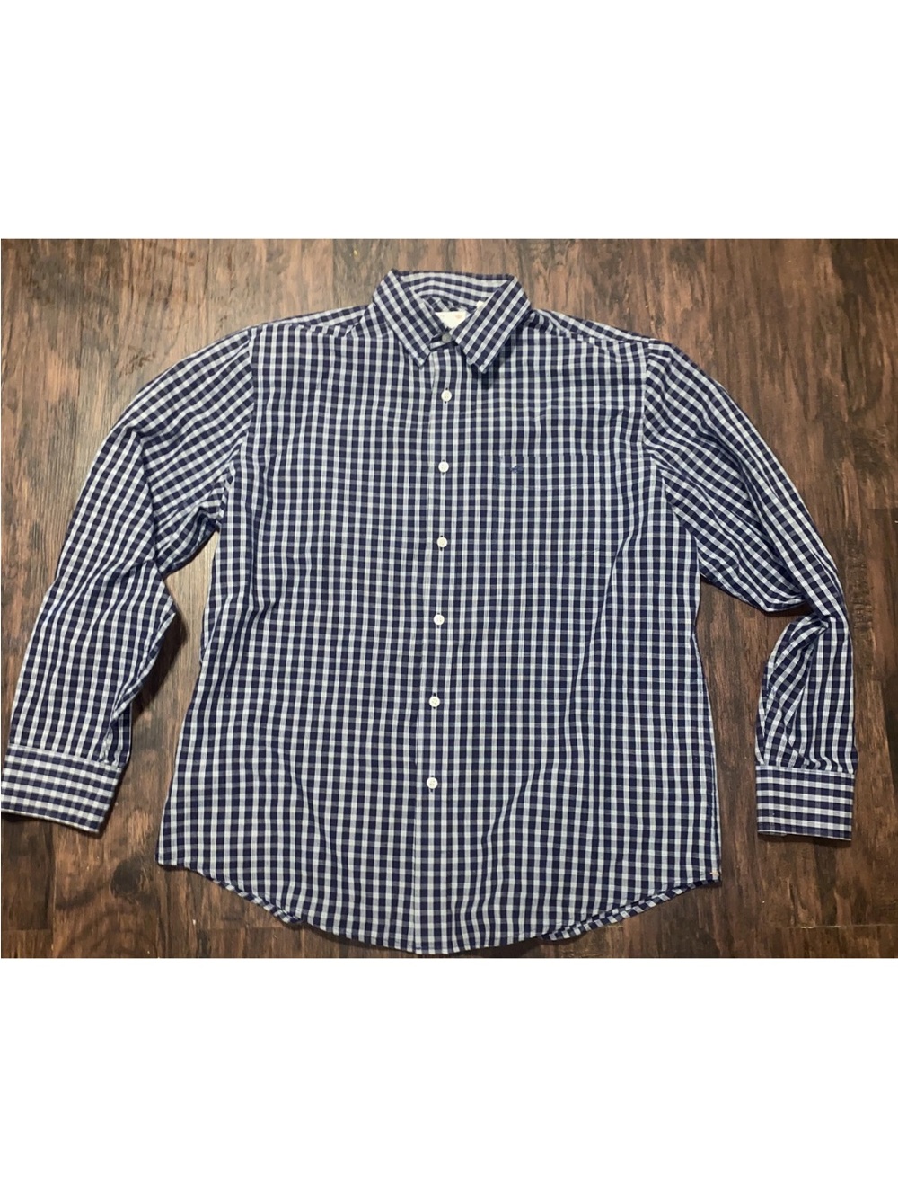 Dockers Men's Navy and White Check Button-Down Shirt